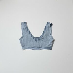 For Love & Lemons Rhea Pointelle Light Blue Crop Tank Size S